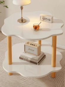 1 pieza Mesa de centro, Mesa lateral para sala de estar, Gabinete lateral, Apartamento pequeño sencillo, Mesa lateral fácil, Casa de alquiler, Dormitorio, Uso doméstico, Mesa de noche, Mesa móvil de dos niveles - Multicolor - Ver 1