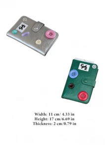 Joivida 1 Buah/2 Buah Dompet Paspor PU Ringan dan Bergaya dengan Desain Kancing Unik Dompet Selempang Portabel All-In-One Tempat Kartu Identitas untuk Tiket Pesawat, Uang Tunai, Koin, Tas Tangan Mini, Tempat Kartu untuk Wanita, Penggunaan Sehari-hari, Hadiah Tahun Baru dan Kembali ke Sekolah yang Sempurna untuk Teman dan Keluarga - MultiWarna - View 6