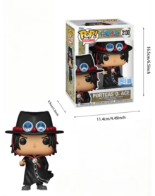 Funko POP! Animation Vinyl Figure, One Piece Portgas D. Ace No. 2130, Chibi Collectible With Black Hat Red Beads And Blue Emblems, Cloak Outfit, Window Box Display, Gift - 1PC - View 2