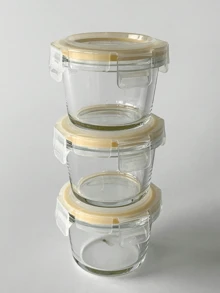3pcs - Thickened Glass Food Storage Jars With Airtight Lids, Food Storage Jar Set - Perfect For Picnics, Food Preparation, Refrigerator Storage, Also Suitable For Food Storage, High-Temperature Microwave Ovens And Freezers, Mini, Portable, Cute And Durable Design. - Multicolor - View 6