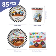Black And White Plaid Mountain Bike Disposable Plates, Napkins And Cups Set, Serves 20 Guests. This Disposable Party Supplies Set (Including Plates, Napkins And Cups) Is Perfect For Birthday Parties, Weddings And Family Picnics. - View 2