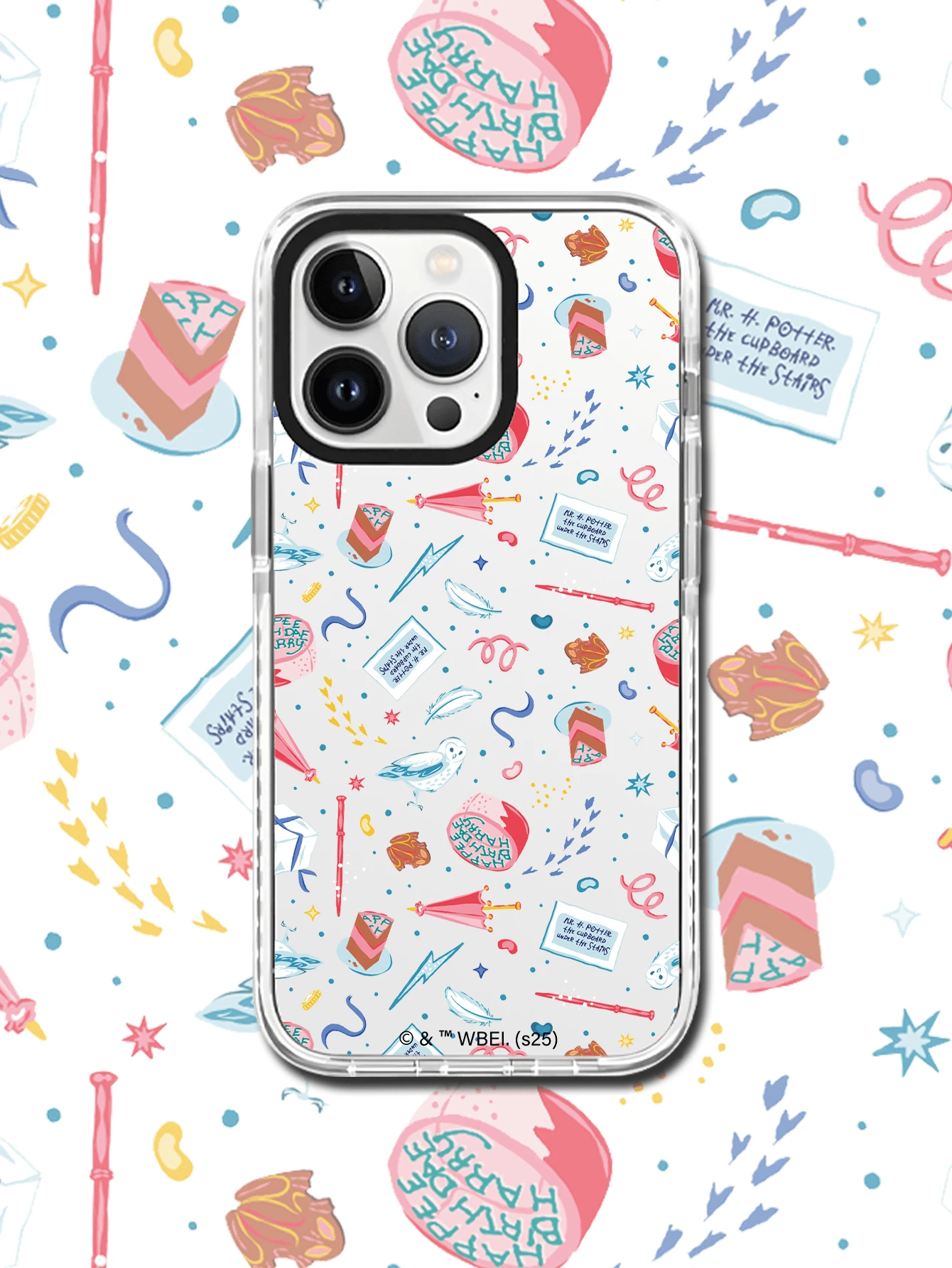 HARRY POTTER X SHEIN Funda de teléfono transparente de dos tonos con temática de Harry Potter, resistente a golpes y compatible con iPhone 11/12/13/14/15/16 Pro Max, unisex, un gran regalo para las fiestas. - Multicolor - Ver 1