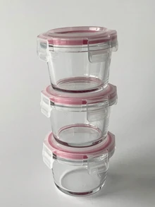 3pcs - Thickened Glass Food Storage Jars With Airtight Lids, Food Storage Jar Set - Perfect For Picnics, Food Preparation, Refrigerator Storage, Also Suitable For Food Storage, High-Temperature Microwave Ovens And Freezers, Mini, Portable, Cute And Durable Design. - Multicolor - View 2