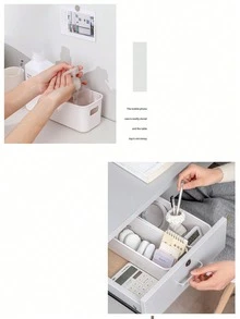Hộp đựng điện thoại đa năng, hộp sắp xếp ngăn kéo, hộp đựng đồ để bàn và đầu giường dạng mở. - trắng - Xem 5