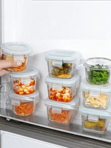 3pcs - Thickened Glass Food Storage Jars With Airtight Lids, Food Storage Jar Set - Perfect For Picnics, Food Preparation, Refrigerator Storage, Also Suitable For Food Storage, High-Temperature Microwave Ovens And Freezers, Mini, Portable, Cute And Durable Design. - Multicolor - View 7