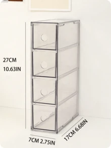 1 pièce Boîte de rangement de bureau en acrylique à 4 compartiments, grande capacité, double usage, porte-stylo, étui à lentilles de contact créatif, organisateur de tiroir pour étudiants et bureau, rangement pour cannes, marqueurs et articles de papeterie. - Transparent - Voir 3