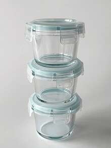 3pcs - Thickened Glass Food Storage Jars With Airtight Lids, Food Storage Jar Set - Perfect For Picnics, Food Preparation, Refrigerator Storage, Also Suitable For Food Storage, High-Temperature Microwave Ovens And Freezers, Mini, Portable, Cute And Durable Design. - Multicolor - View 9