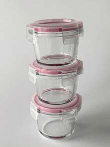 3pcs - Thickened Glass Food Storage Jars With Airtight Lids, Food Storage Jar Set - Perfect For Picnics, Food Preparation, Refrigerator Storage, Also Suitable For Food Storage, High-Temperature Microwave Ovens And Freezers, Mini, Portable, Cute And Durable Design. - Multicolor - View 8