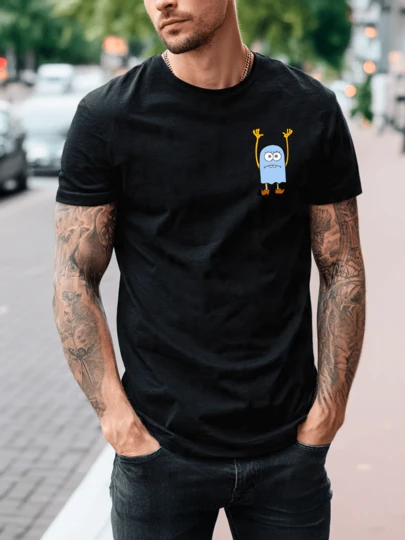 Playera Unisex 100% Algodón Peinado Cuello Redondo Modelo Fantasma Amarillo Con Manos Estilo Unisex, Fresca y Cómoda, Para Uso Diario, Streetwear, Conciertos, Chistosas, Creativas, Gimnasio, Deportes