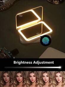 Teckwe LED Lighted Makeup Mirror With Touch Screen, 3 Lighting Modes, Portable Stand, Foldable For Storage, Travel Vanity Mirror With Lights, Rechargeable Battery, Adjustable 3-Color Lighting, Travel Makeup Accessory, Birthday Gift For Mom And Friends,Equipped With 400mAh Rechargeable Battery - Multicolor - View 4