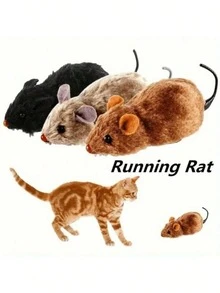 发条式逼真猫鼠玩具，室内互动猫玩具，宠物自娱自乐玩具。 - 彩色 - 查看 1