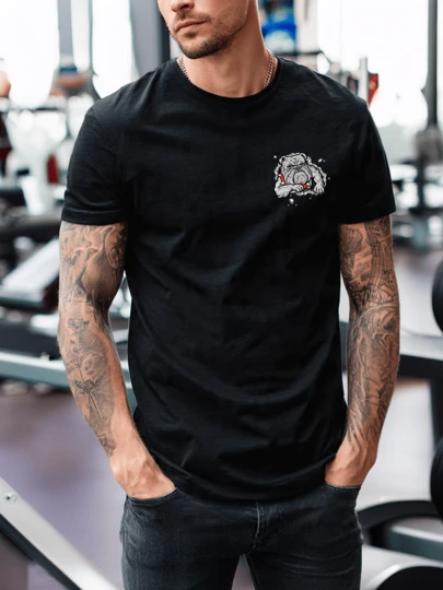 Playera Unisex 100% Algodón Peinado Cuello Redondo Modelo Perro Saliendo De Agujero Estilo Unisex, Fresca y Cómoda, Para Uso Diario, Streetwear, Conciertos, Chistosas, Creativas, Gimnasio, Deportes