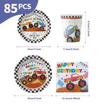 Black And White Plaid Mountain Bike Disposable Plates, Napkins And Cups Set, Serves 20 Guests. This Disposable Party Supplies Set (Including Plates, Napkins And Cups) Is Perfect For Birthday Parties, Weddings And Family Picnics. - View 9