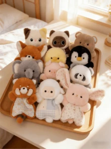 POKOJA LAND 创意豆袋舒适毛绒玩具，可挤压绵羊桌面毛绒玩具，可爱包包摆件 - 彩色 - 查看 5