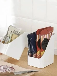 Storage Box Sundries Organizer Case Inclined Opening Classify Storing Plastic Dormitory Living Room Desktop Daily Use - White - View 7