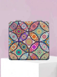 Cirelle 1PC Compact Size Portable Foldable HD Mirror European Pattern Design Makeup Mirror For Students Dormitory Travel Daily Use Vanity Cosmetic Mirror Gift Idea Hot Best Seller - Multicolor - View 7