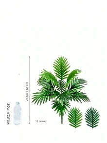 大型槟榔树仿真热带植物，尺寸可选68厘米、95厘米或125厘米，逼真的仿真棕榈树，配有耐用塑料叶片，适用于室内外家居、办公室、花园、派对装饰，易于维护，抗紫外线。 - 綠色 - 查看 6