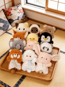 POKOJA LAND 创意豆袋舒适毛绒玩具，可挤压绵羊桌面毛绒玩具，可爱包包摆件 - 彩色 - 查看 2