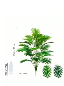 大型槟榔树仿真热带植物，尺寸可选68厘米、95厘米或125厘米，逼真的仿真棕榈树，配有耐用塑料叶片，适用于室内外家居、办公室、花园、派对装饰，易于维护，抗紫外线。 - 綠色 - 查看 5