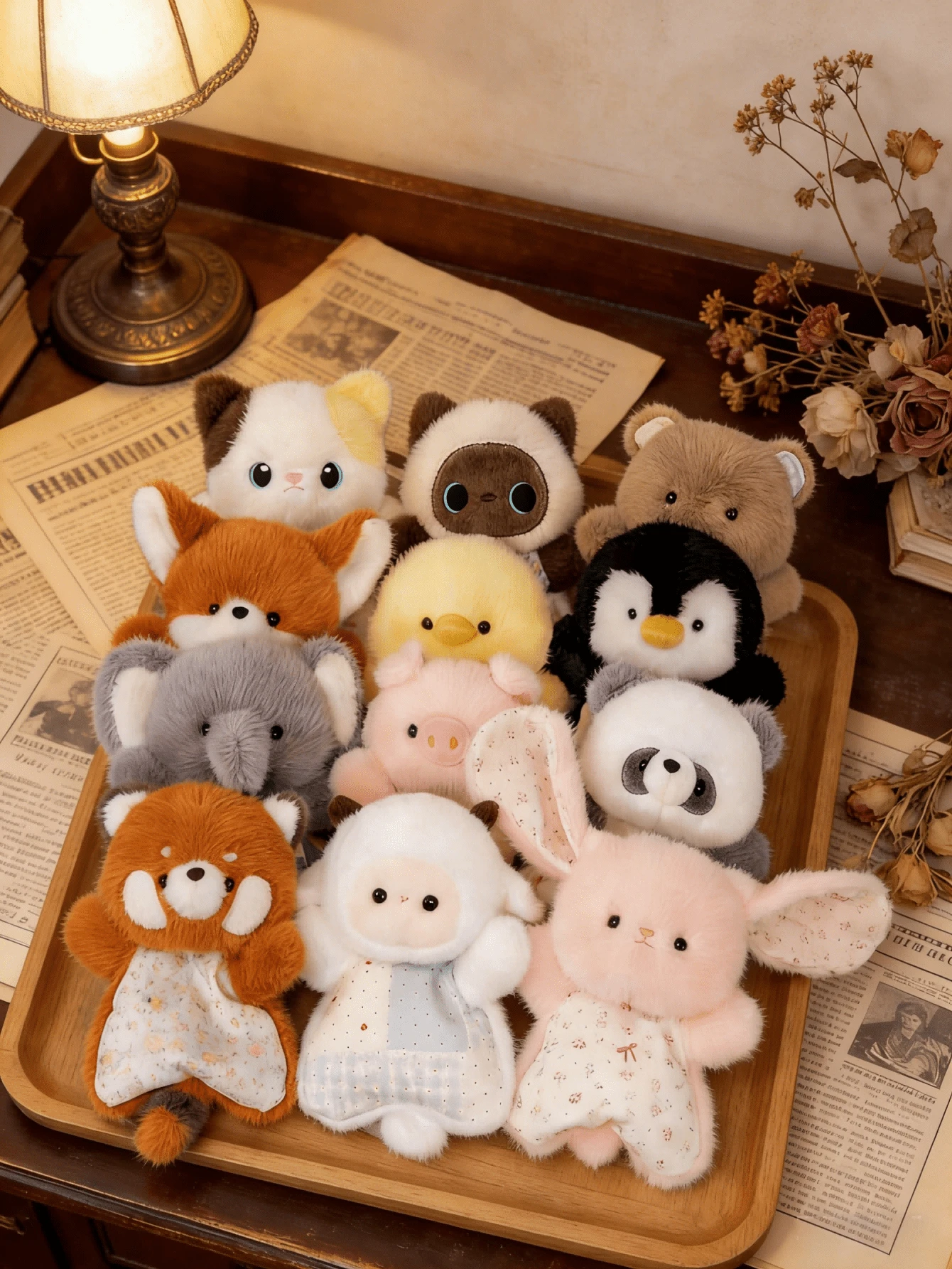 POKOJA LAND 创意豆袋舒适毛绒玩具，可挤压绵羊桌面毛绒玩具，可爱包包摆件 - 彩色 - 查看 1