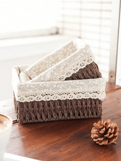 Bộ 3 món (S+M+L), 1 giỏ đựng đồ để bàn đan kiểu Bohemian, thích hợp để đựng chìa khóa, vật dụng nhỏ, bàn cà phê, đồ trang điểm, đồ ăn nhẹ, phòng khách, lối vào, nhà cửa, giỏ đựng đồ trang trí, quà tặng trang trí ngày lễ, giỏ đựng đồ tái sử dụng cho văn phòng phẩm, tủ quần áo, đồ chơi, mỹ phẩm, hộp đựng đồ để bàn, giỏ quà tặng lý tưởng.