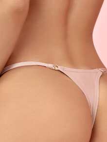 Sexy Solid Color Seamless Thong Panties - Baby Pink - View 2