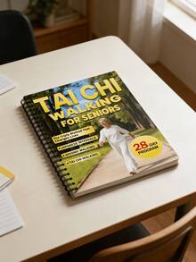 1pc Tai Chi Themed Planner, 50 Pages, Spiral-Bound Notebook, Perfect Gift For Tai Chi Enthusiasts Suitable For Study Office Work And Back-To-School Season - Walking Tai Chi White Grandma - View 6