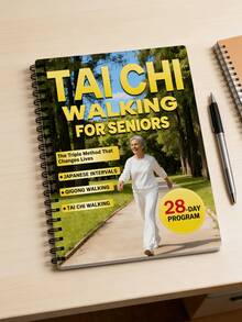 1pc Tai Chi Themed Planner, 50 Pages, Spiral-Bound Notebook, Perfect Gift For Tai Chi Enthusiasts Suitable For Study Office Work And Back-To-School Season - Walking Tai Chi White Grandma - View 3