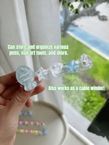 Zazumi 1 chiếc/7 chiếc Giá đựng bút vẽ móng hình hoa hoạt hình dễ thương, hộp đựng đồ dùng văn phòng có chức năng cuộn dây cáp - Nhiều màu - Xem 4