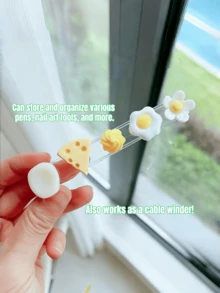 Zazumi 1 chiếc/7 chiếc Giá đựng bút vẽ móng hình hoa hoạt hình dễ thương, hộp đựng đồ dùng văn phòng có chức năng cuộn dây cáp - Nhiều màu - Xem 6