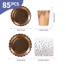 玫瑰金花瓣一次性餐盘、餐巾纸和杯子套装，可供20位客人使用。这款一次性派对用品套装（包括餐盘、餐巾纸和杯子）非常适合生日派对、婚礼和家庭野餐。 - 查看 9