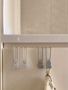 Joivida 3Pcs/6Pcs Stainless Steel Hooks Rabbit Cabinet Door Hooks Iron Cabinet Door Storage Racks Punch-Free Garbage Bag Holders Kitchen Supplies Storage Hanging Racks Ideal For Easter Bedroom Living Room Restaurant Use - multicolor - View 4