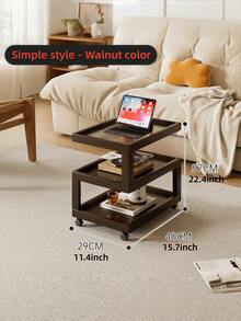 Mesa lateral de sala de estar de diseño geométrico estético de madera sólida, mesa de noche de madera de alcanfor, mesa de noche móvil con estantería de cabecera, mesa lateral pequeña de bambú simple y moderna, gabinete de almacenamiento multifuncional creativo para uso doméstico, estantería de almacenamiento para la sala de estar. - Multicolor - Ver 8