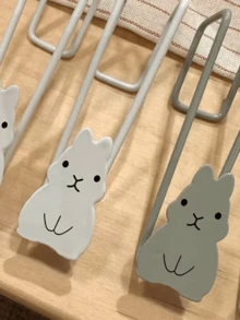 Joivida 3Pcs/6Pcs Stainless Steel Hooks Rabbit Cabinet Door Hooks Iron Cabinet Door Storage Racks Punch-Free Garbage Bag Holders Kitchen Supplies Storage Hanging Racks Ideal For Easter Bedroom Living Room Restaurant Use - multicolor - View 3