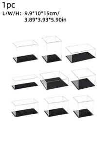 Transparent Acrylic Display Boxes, Available In 11 Sizes, Diy Assembly, Suitable For Displaying Models, Building Blocks, Crafts, And Souvenirs, And Providing Dust Protection. - 5mm Black PVC Base - View 3