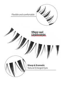 5 Pairs Manga Lashes Clear Stem Natural False Eyelashes Curled Soft Volume For Cosplay Daily Makeup Eye Extension - Black - View 4
