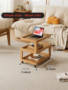 Mesa lateral de sala de estar de diseño geométrico estético de madera sólida, mesa de noche de madera de alcanfor, mesa de noche móvil con estantería de cabecera, mesa lateral pequeña de bambú simple y moderna, gabinete de almacenamiento multifuncional creativo para uso doméstico, estantería de almacenamiento para la sala de estar. - Multicolor - Ver 4