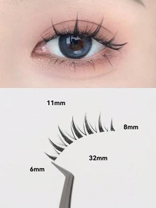 5 Pairs Manga Lashes Clear Stem Natural False Eyelashes Curled Soft Volume For Cosplay Daily Makeup Eye Extension - Black - View 3
