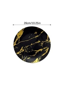 一套可重复使用的黑金陶瓷派对餐盘/餐盘（7.5英寸和10.25英寸），适用于宴会和开胃菜 - 非常适合派对、婚礼、生日和餐饮活动（圣诞节/情人节/母亲节），婚礼用品，活动餐具，时尚餐盘，优雅餐具，轻便，适合家庭聚会和餐饮服务。 - 黑色 - 查看 2