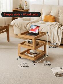 Mesa lateral de sala de estar de diseño geométrico estético de madera sólida, mesa de noche de madera de alcanfor, mesa de noche móvil con estantería de cabecera, mesa lateral pequeña de bambú simple y moderna, gabinete de almacenamiento multifuncional creativo para uso doméstico, estantería de almacenamiento para la sala de estar. - Multicolor - Ver 7