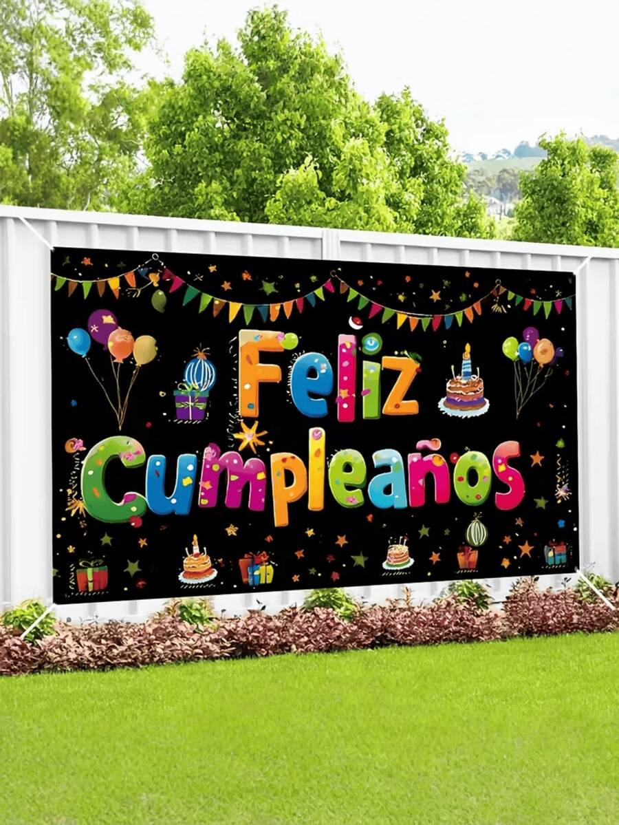 1pc Birthday Party Backdrop, Photo Prop, Spanish Party Decoration Suitable For Outdoor Patios Photography - multicolor - View 1