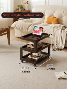 Mesa lateral de sala de estar de diseño geométrico estético de madera sólida, mesa de noche de madera de alcanfor, mesa de noche móvil con estantería de cabecera, mesa lateral pequeña de bambú simple y moderna, gabinete de almacenamiento multifuncional creativo para uso doméstico, estantería de almacenamiento para la sala de estar. - Multicolor - Ver 5