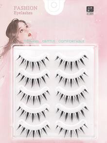 5 Pairs Manga Lashes Clear Stem Natural False Eyelashes Curled Soft Volume For Cosplay Daily Makeup Eye Extension - Black - View 2