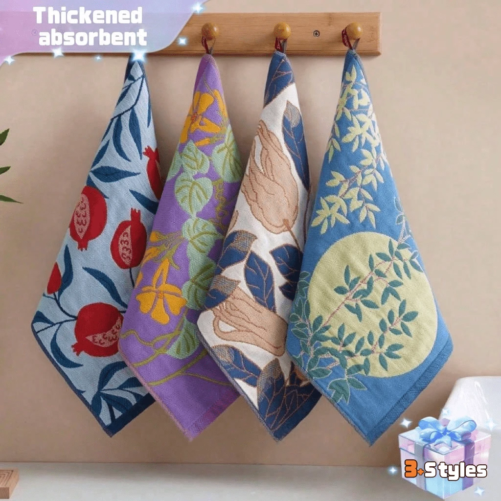 2-3条/套加厚柔软吸水毛巾，提花织造四层纱布毛巾，适合居家、旅行、返校、美容院、家庭浴室、淋浴、酒店、运动、家居必备、毛巾、护肤 - 彩色 - 查看 1