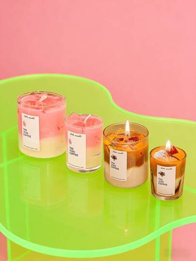 Joivida 1支/2支装咖啡草莓香氛果冻蜡香薰蜡烛，非常适合生日、婚礼、复活节装饰，也是送给朋友、家人和伴侣的理想礼物。