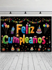 1pc Birthday Party Backdrop, Photo Prop, Spanish Party Decoration Suitable For Outdoor Patios Photography - multicolor - View 6