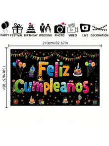 1pc Birthday Party Backdrop, Photo Prop, Spanish Party Decoration Suitable For Outdoor Patios Photography - multicolor - View 8