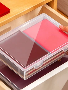 1pc/2pcs Desktop Dust-Proof ID Card & Document Storage Box, A4 File Organizer Box, Suitable For Storing Household Registration Book, Important Certificates, Moisture-Proof Document Folder - Clear - View 6