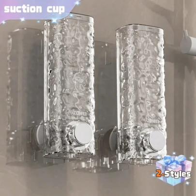 1 Bình đựng xà phòng gắn tường có giác hút, thích hợp cho khách sạn, phòng tắm, đựng dầu gội, sữa tắm, nước rửa tay, dạng chai bơm, không cần khoan, trang trí phòng tắm gia đình, trang trí mùa thu, trang trí nhà cửa, mùa tựu trường.