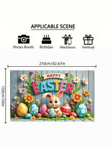 1pc Easter Backdrop, Bunny And Egg Decorative Hanging Cloth Photo Prop Suitable For Parties Gatherings And Easter - multicolor - View 10